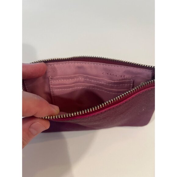 Coach Leather Zip Card Holder In Berry & Pink - Picture 5 of 7